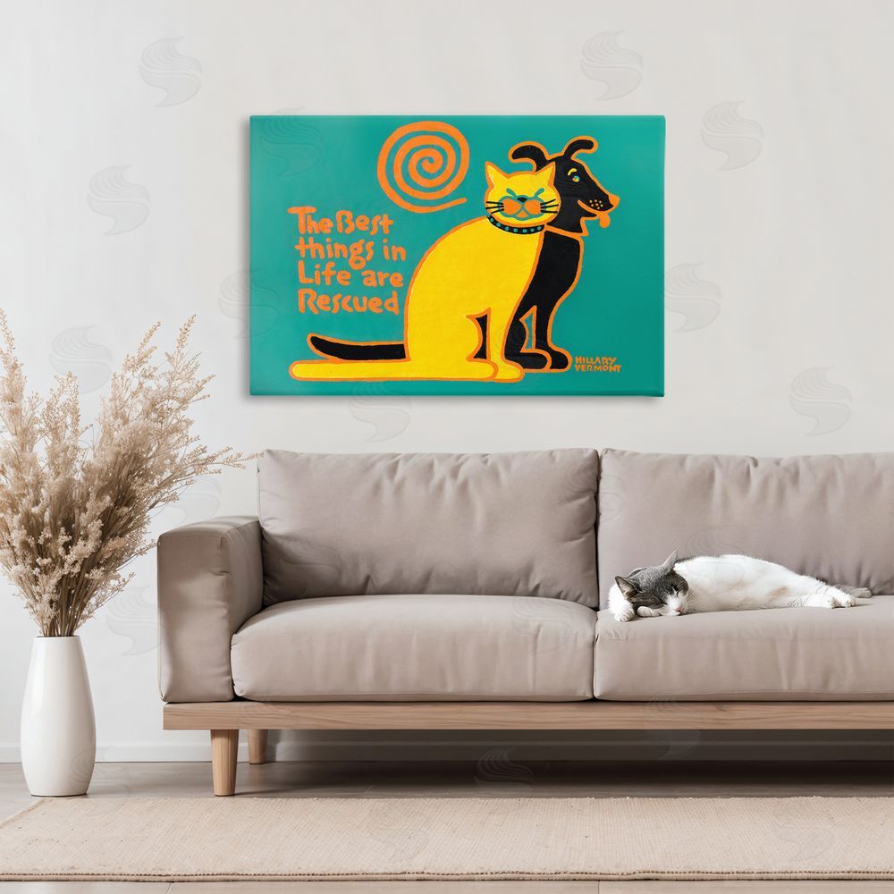 Hillary Vermont Best Things In Life Are Rescued Stretched Canvas Wall Art in Room