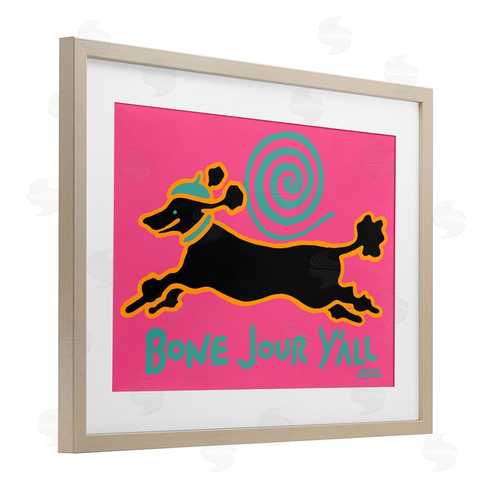 Hillary Vermont Bone Jour Y'all Dog Brown Framed Print Under Glass Wall Art