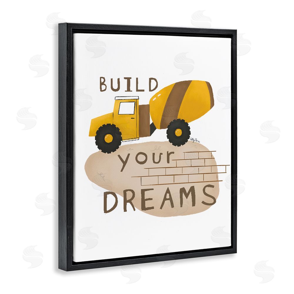 Allyson Norris Build Your Dreams Construction Truck Black Floating Frame Canvas Wall Art Print