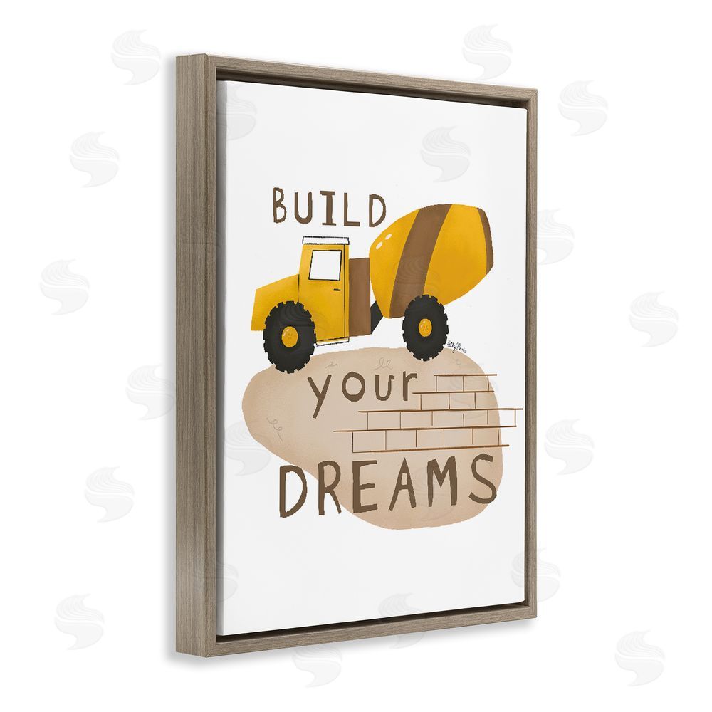 Allyson Norris Build Your Dreams Construction Truck Brown Floating Frame Canvas Wall Art Print