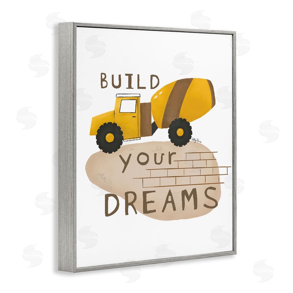 Allyson Norris Build Your Dreams Construction Truck Gray Framed Giclee Wall Art Print