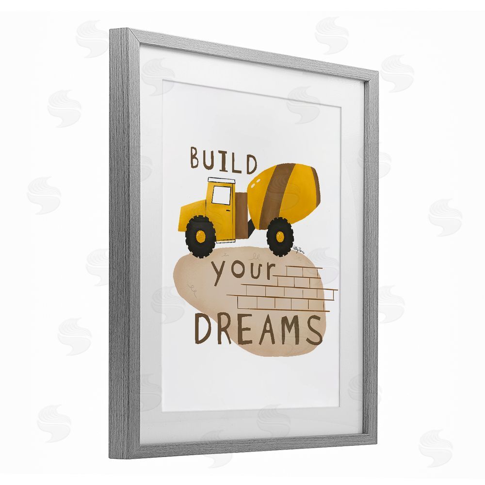 Allyson Norris Build Your Dreams Construction Truck Gray Framed Print Under Glass Wall Art