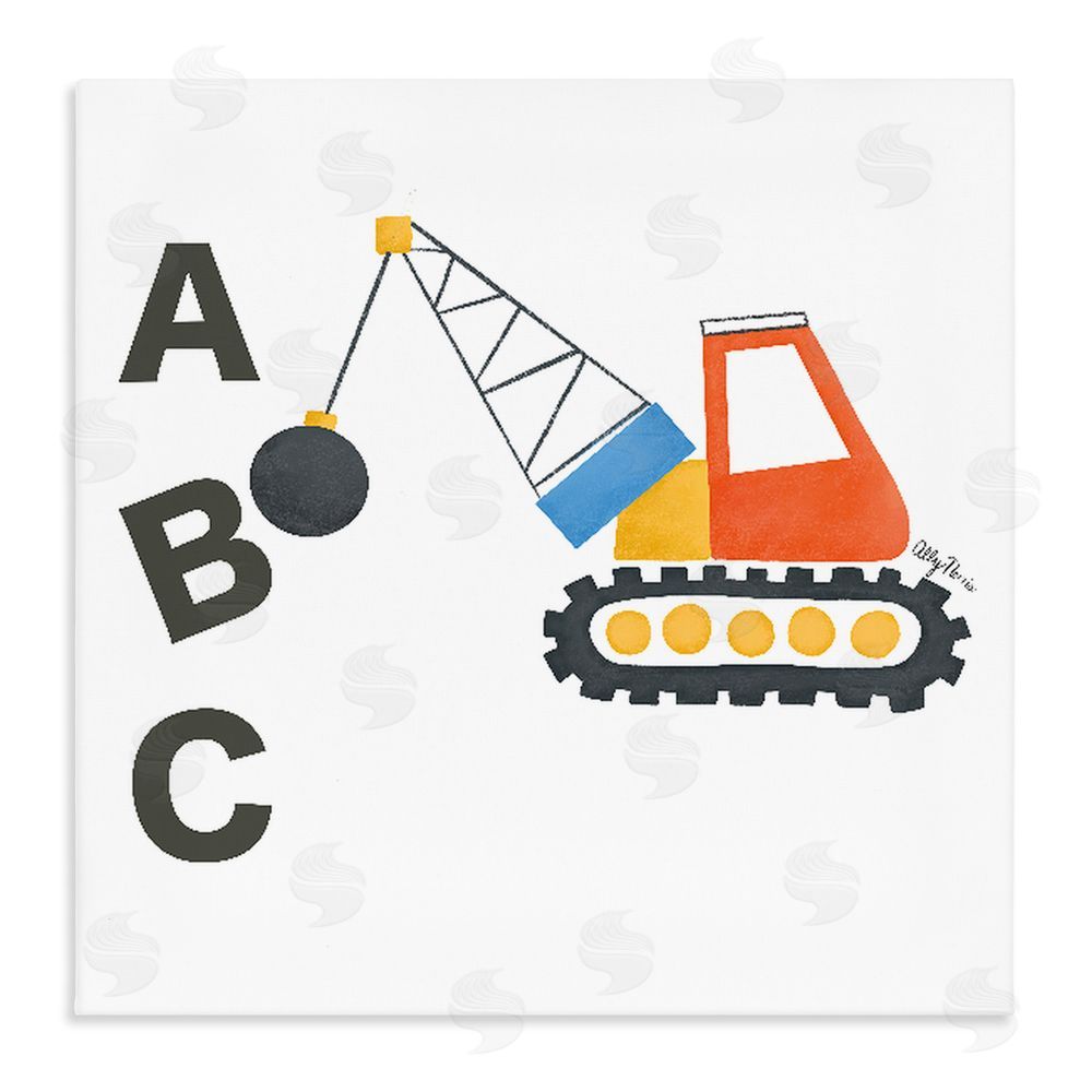 Allyson Norris ABC Construction Crane Stretched Canvas Wall Art Print