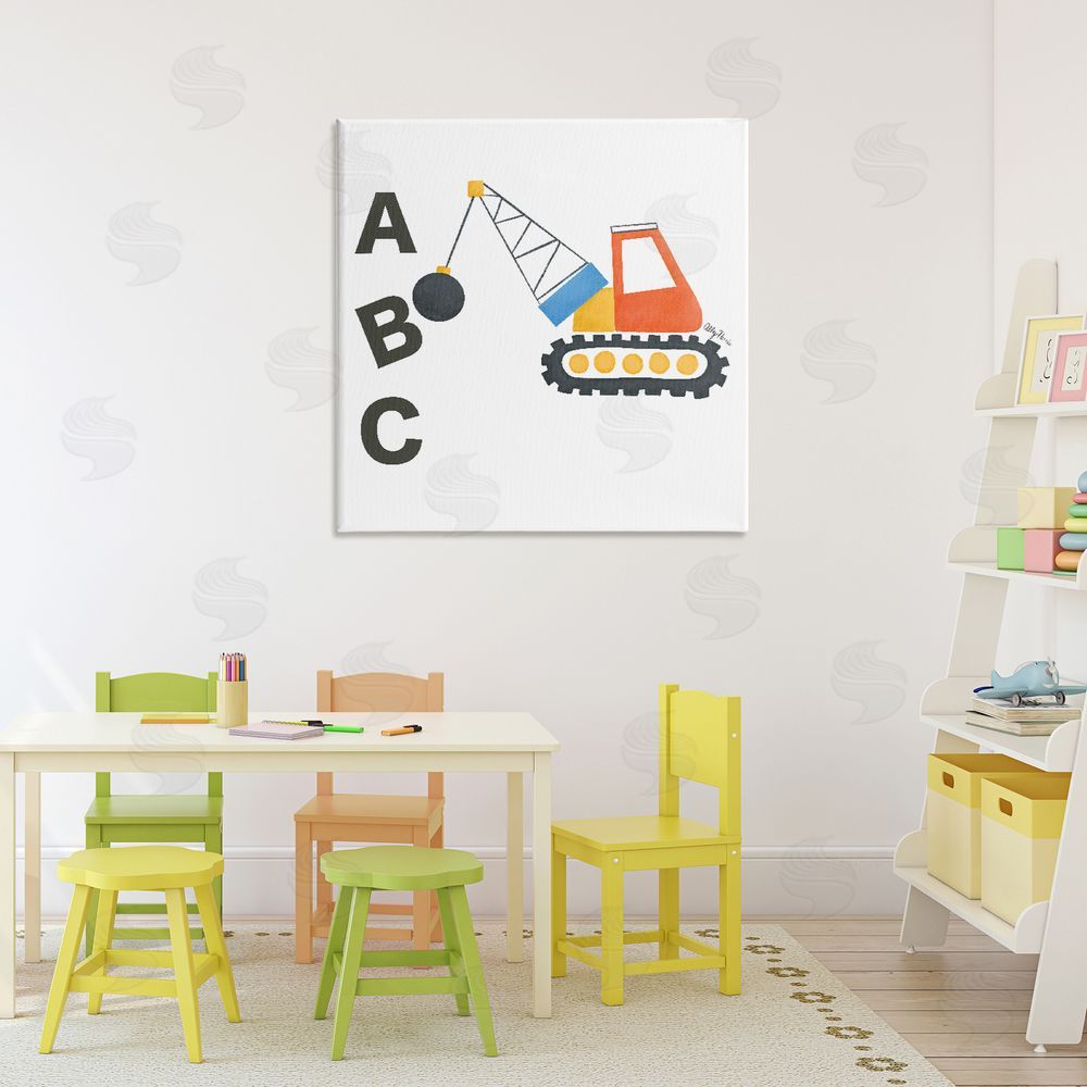Allyson Norris ABC Construction Crane Stretched Canvas Wall Art in Room