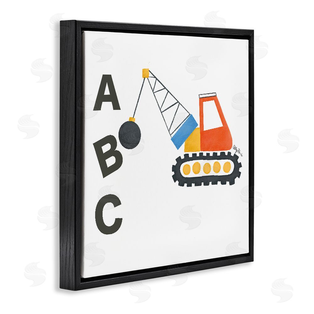 Allyson Norris ABC Construction Crane Black Floating Frame Canvas Wall Art Print