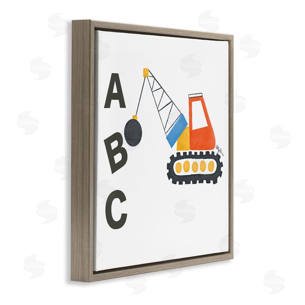 Allyson Norris ABC Construction Crane Brown Floating Frame Canvas Wall Art Print