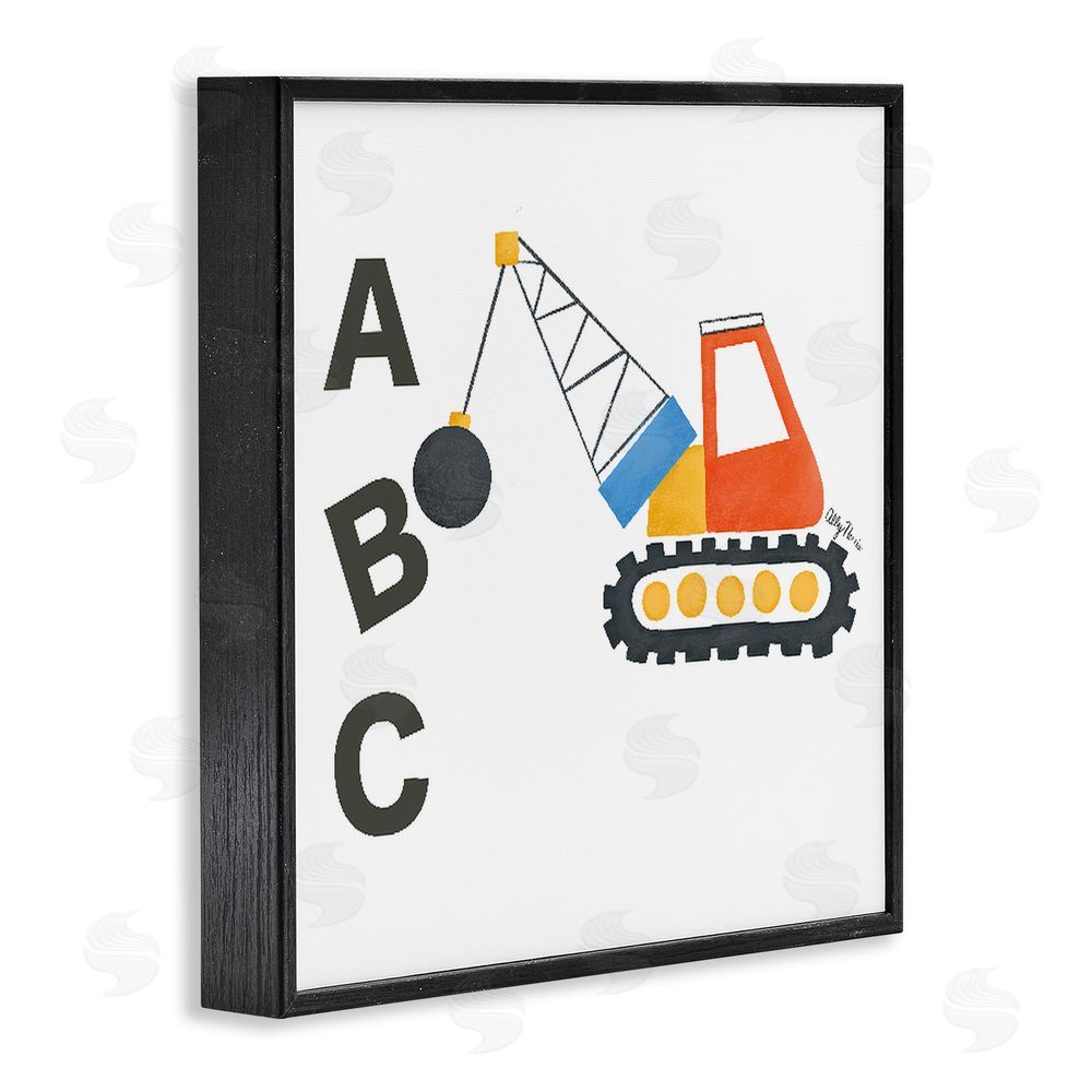 Allyson Norris ABC Construction Crane Black Framed Giclee Wall Art Print