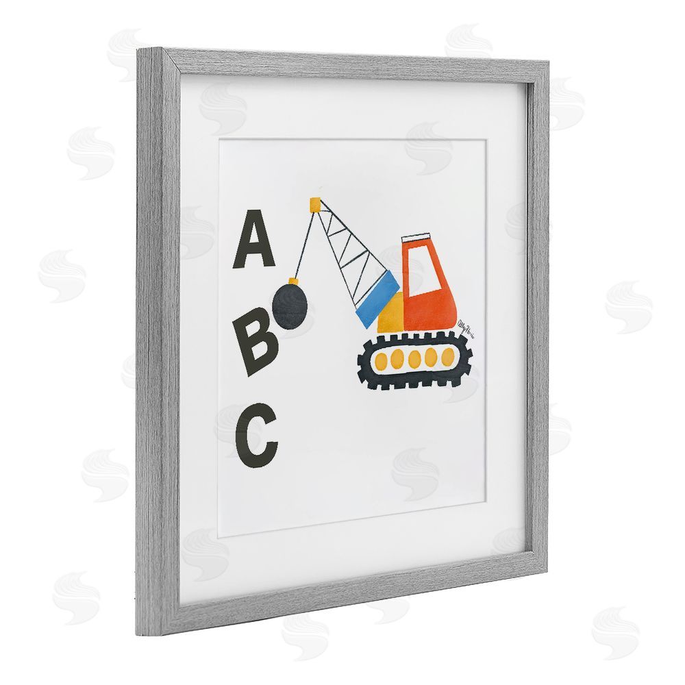 Allyson Norris ABC Construction Crane Gray Framed Print Under Glass Wall Art