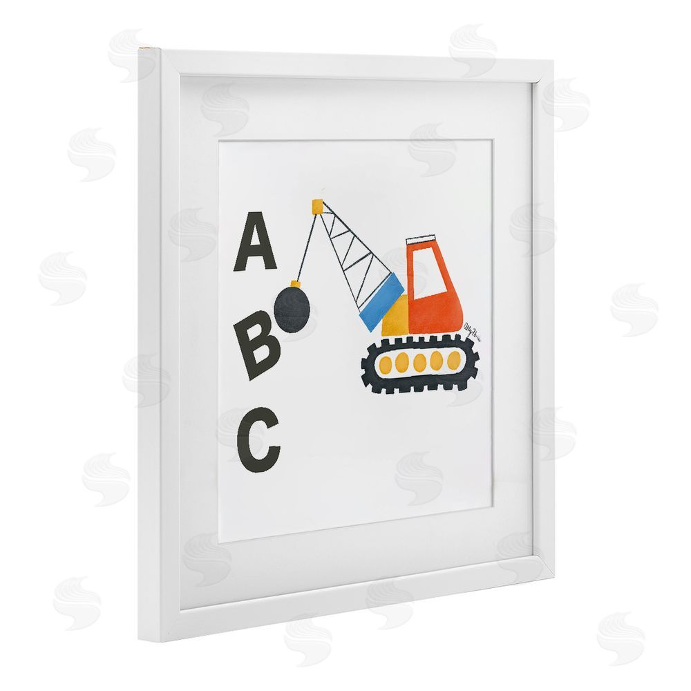 Allyson Norris ABC Construction Crane White Framed Print Under Glass Wall Art