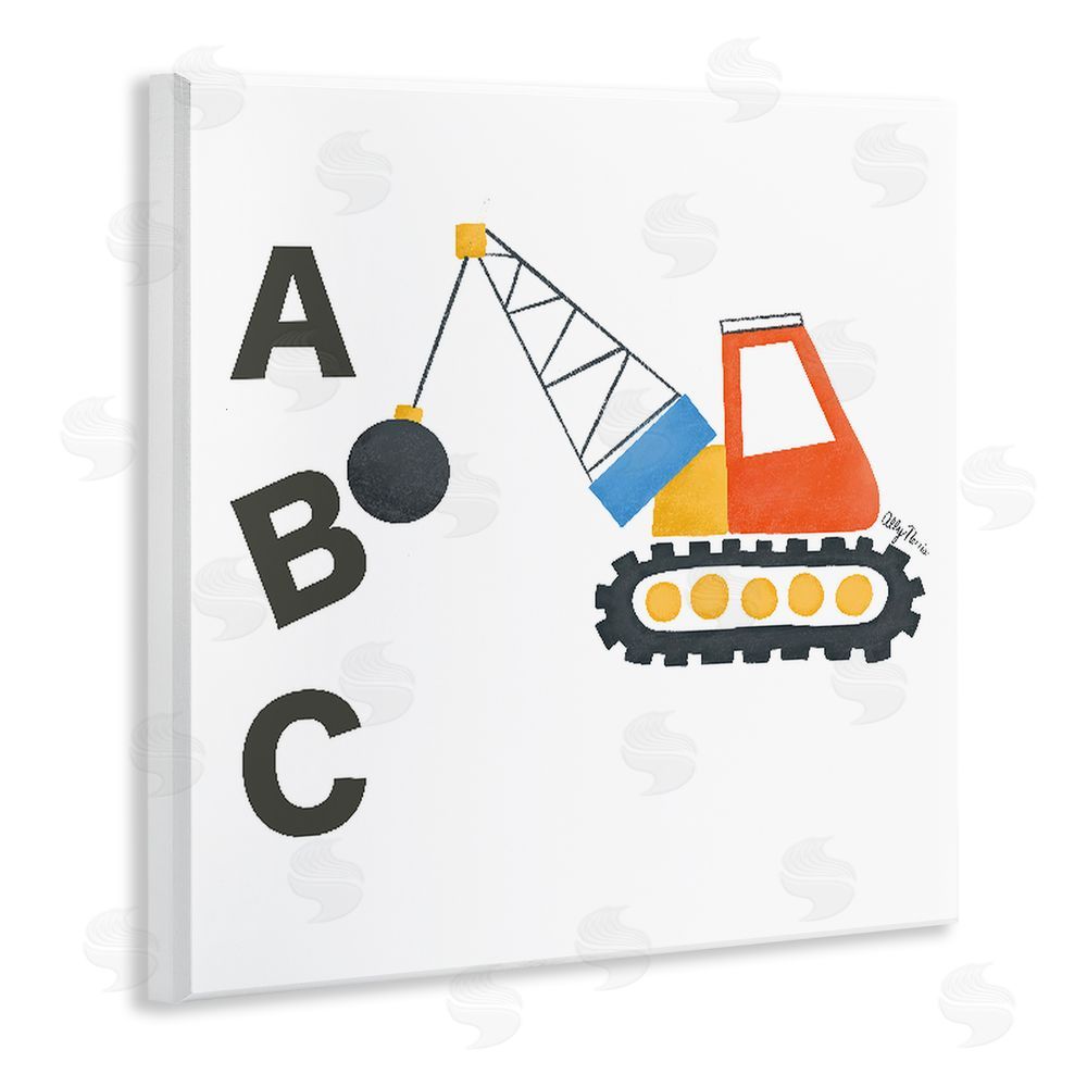 Allyson Norris ABC Construction Crane Wooden Wall Plaque Art Print