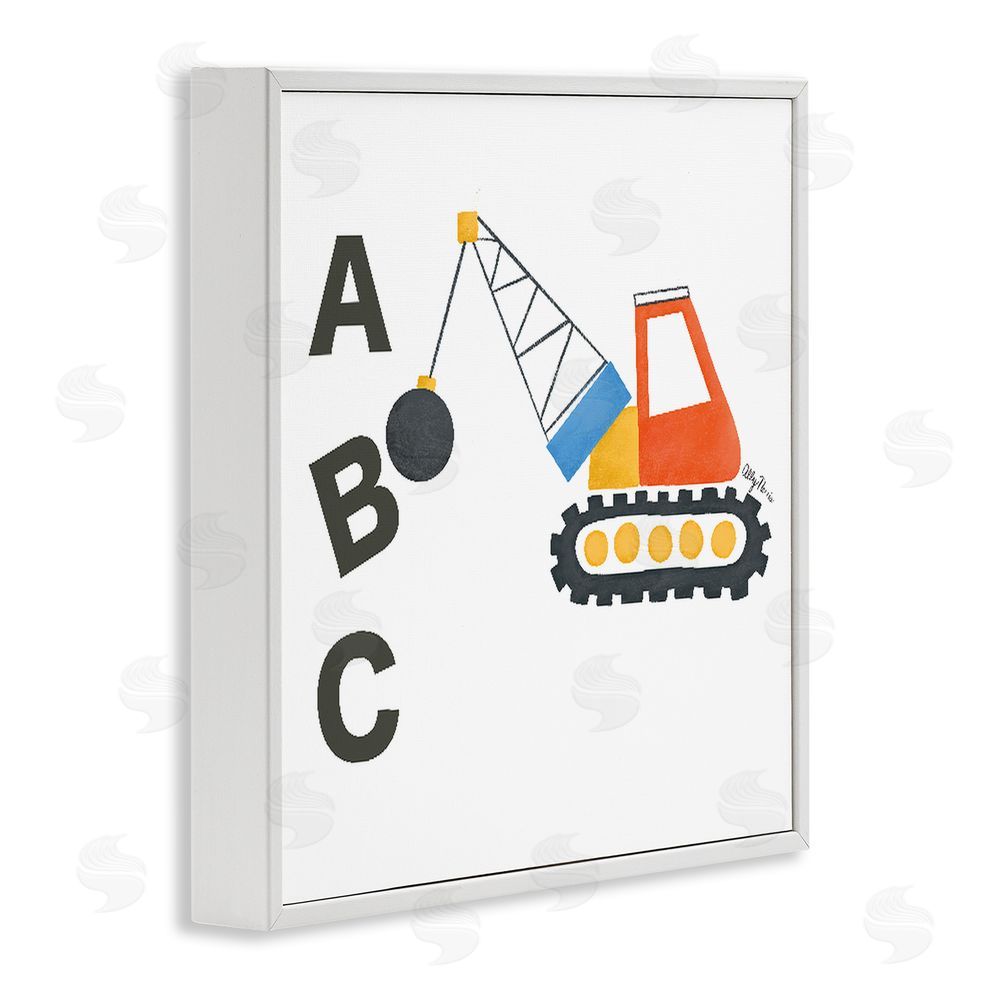 Allyson Norris ABC Construction Crane White Framed Giclee Wall Art Print