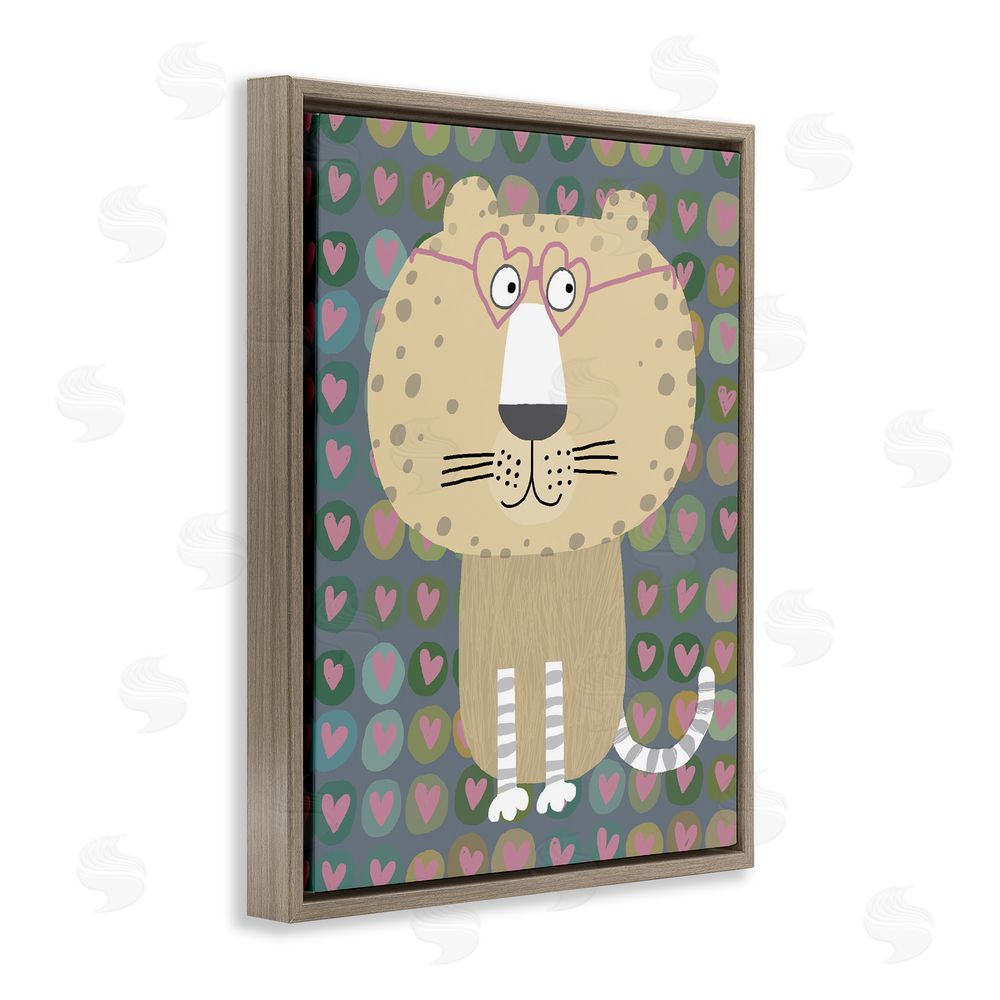 Carla Daly Cheetah Hearts Whimsy Brown Floating Frame Canvas Wall Art Print