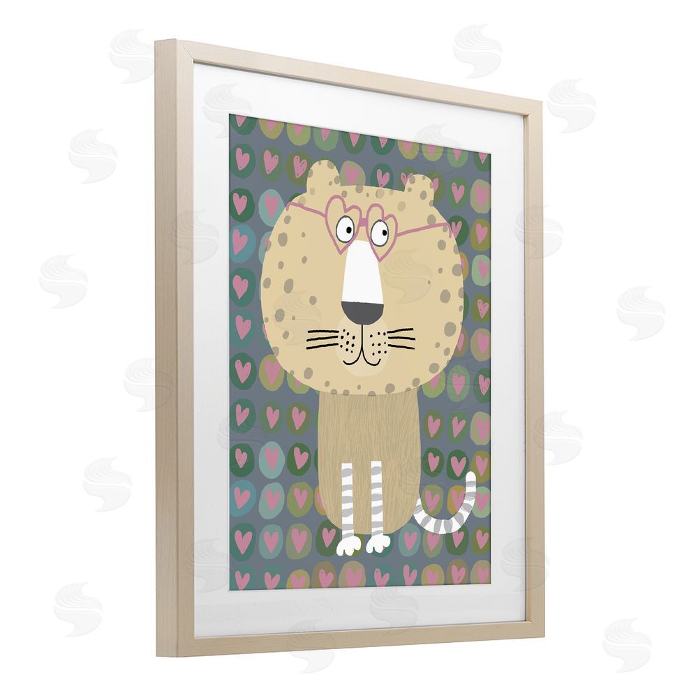Carla Daly Cheetah Hearts Whimsy Brown Framed Print Under Glass Wall Art