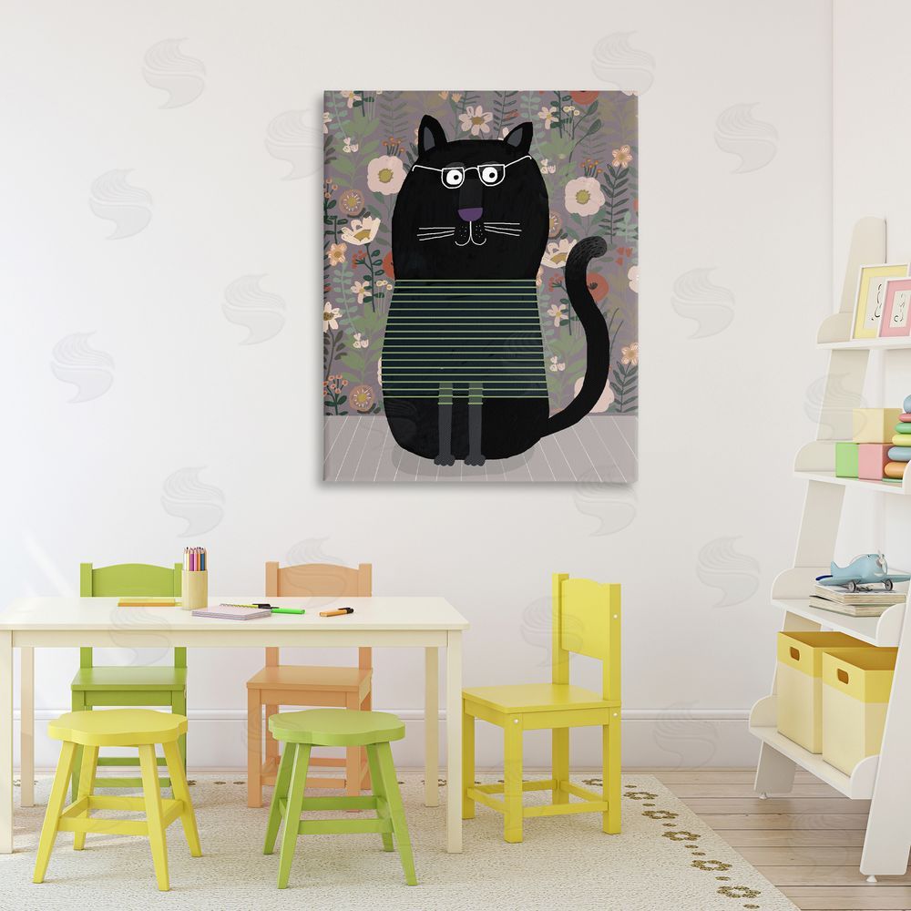 Carla Daly Cat with Stripes & Florals