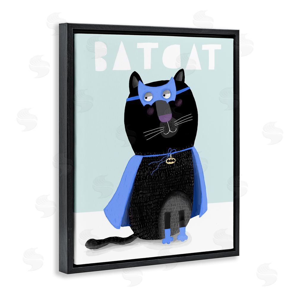 Carla Daly Bat Cat Fun Costume Black Floating Frame Canvas Wall Art Print