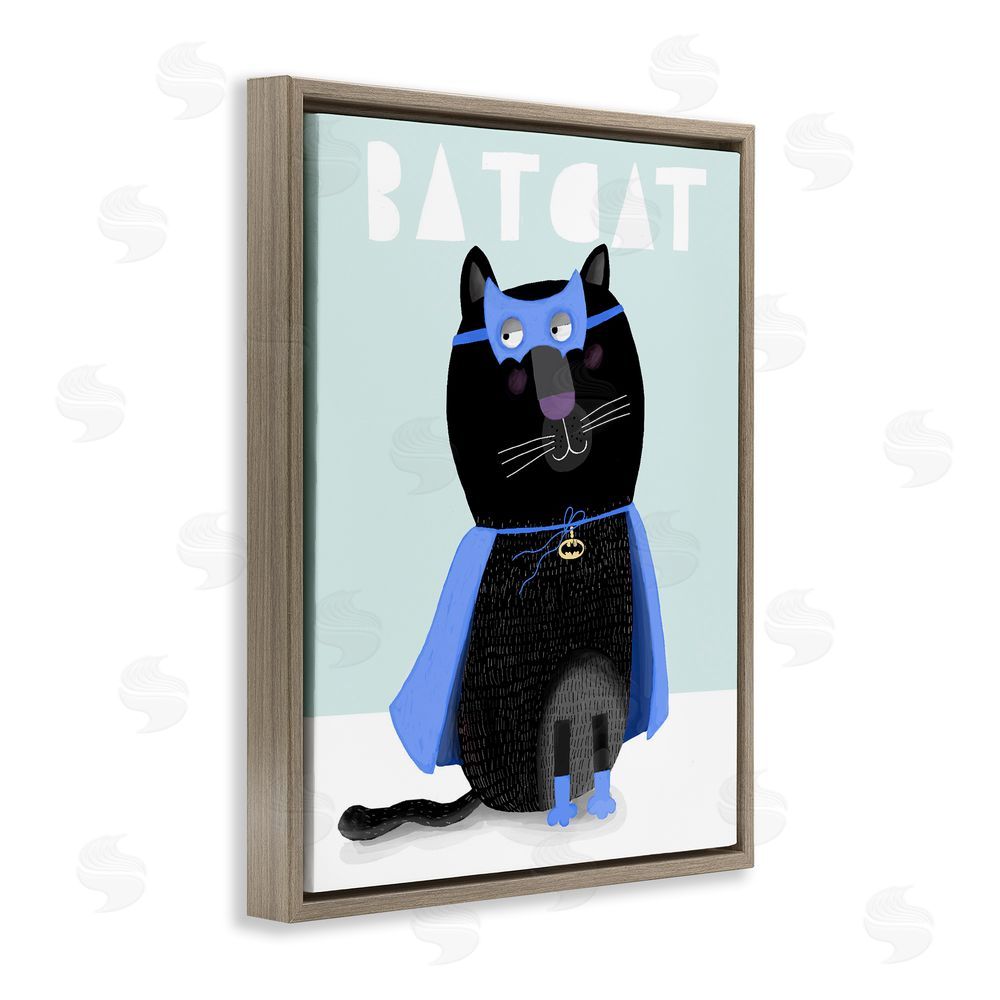 Carla Daly Bat Cat Fun Costume Brown Floating Frame Canvas Wall Art Print