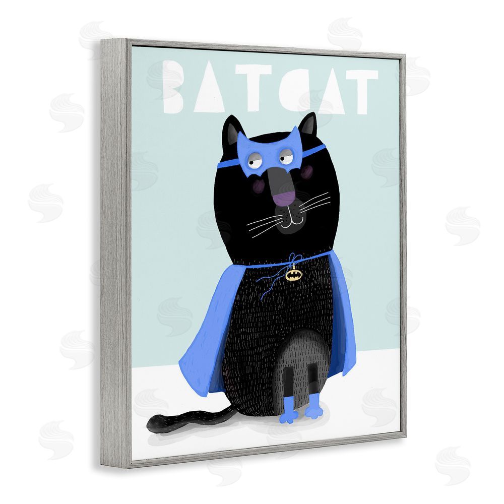 Carla Daly Bat Cat Fun Costume Gray Framed Giclee Wall Art Print