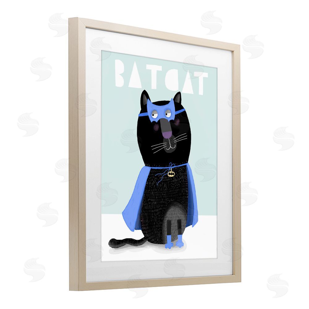 Carla Daly Bat Cat Fun Costume Brown Framed Print Under Glass Wall Art