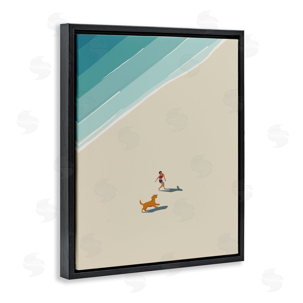 Omar Escalante Beach Frolic in the Sunshine Black Floating Frame Canvas Wall Art Print