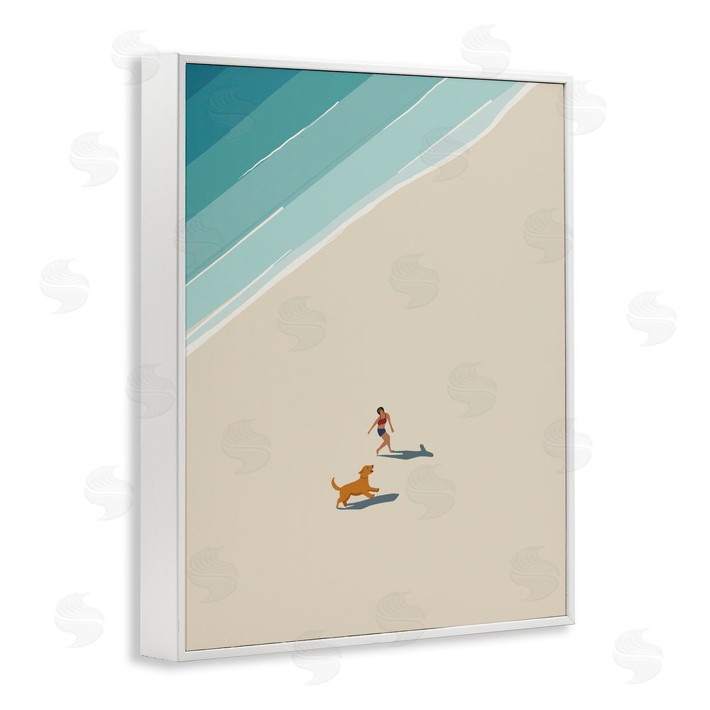 Omar Escalante Beach Frolic in the Sunshine White Framed Giclee Wall Art Print