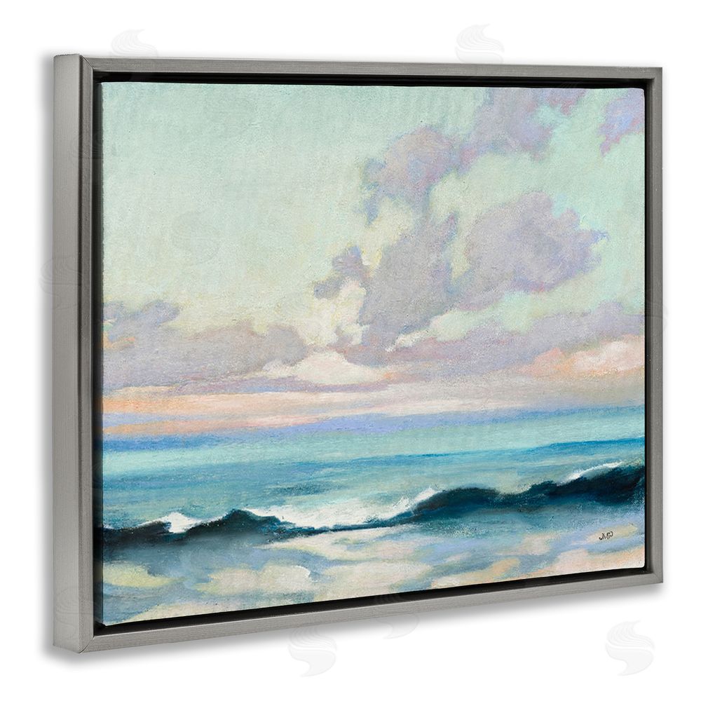 Julia Purinton Calm on the Coast Gray Floating Frame Canvas Wall Art Print