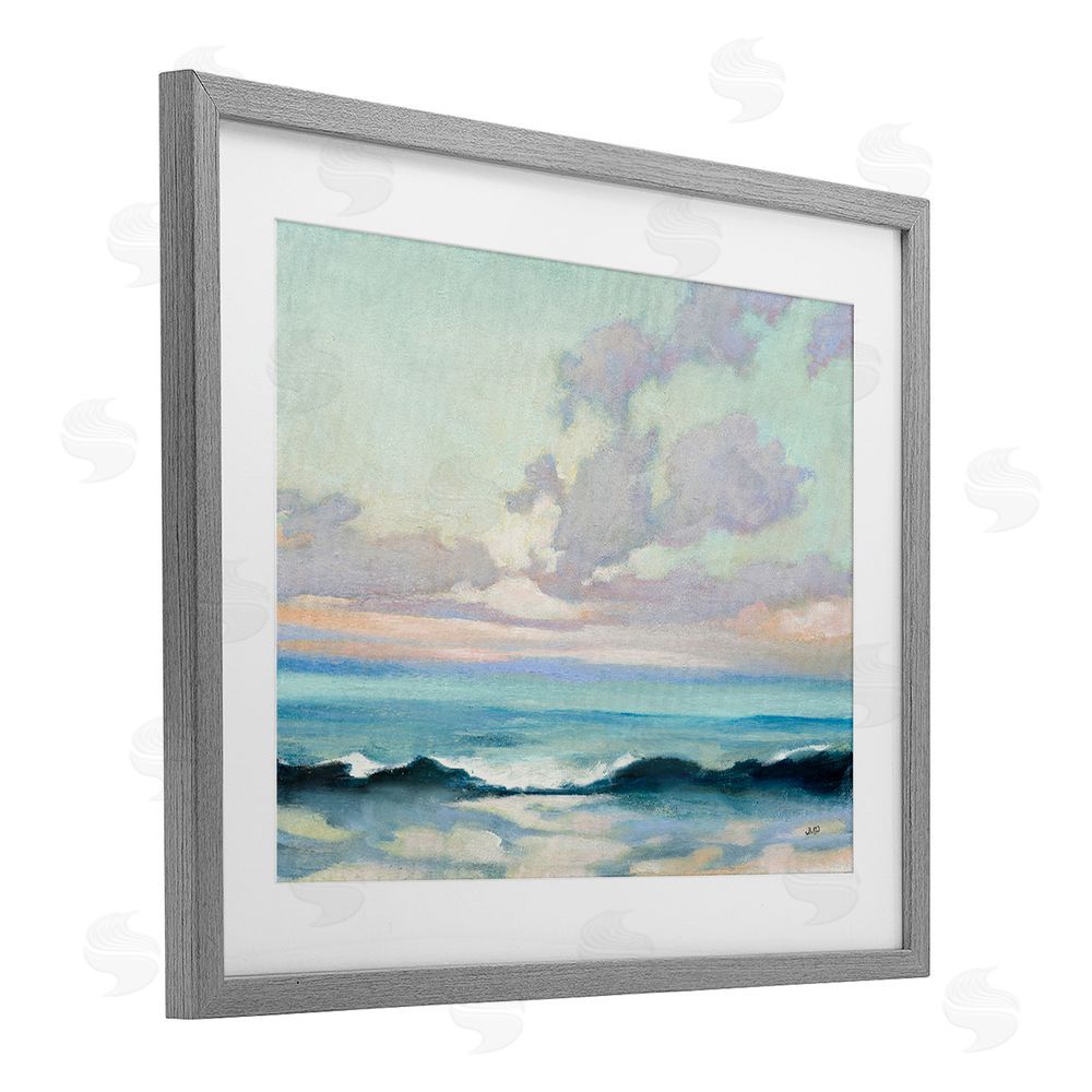 Julia Purinton Calm on the Coast Gray Framed Print Under Glass Wall Art