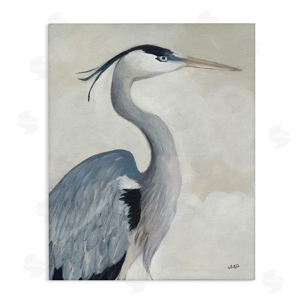 Julia Purinton Coastal Bird Over Neutral Clouds Stretched Canvas Wall Art Print