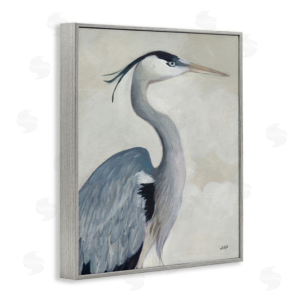 Julia Purinton Coastal Bird Over Neutral Clouds Gray Framed Giclee Wall Art Print