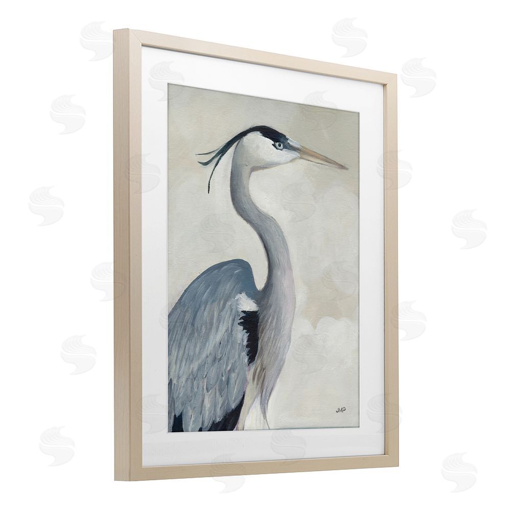Julia Purinton Coastal Bird Over Neutral Clouds Brown Framed Print Under Glass Wall Art