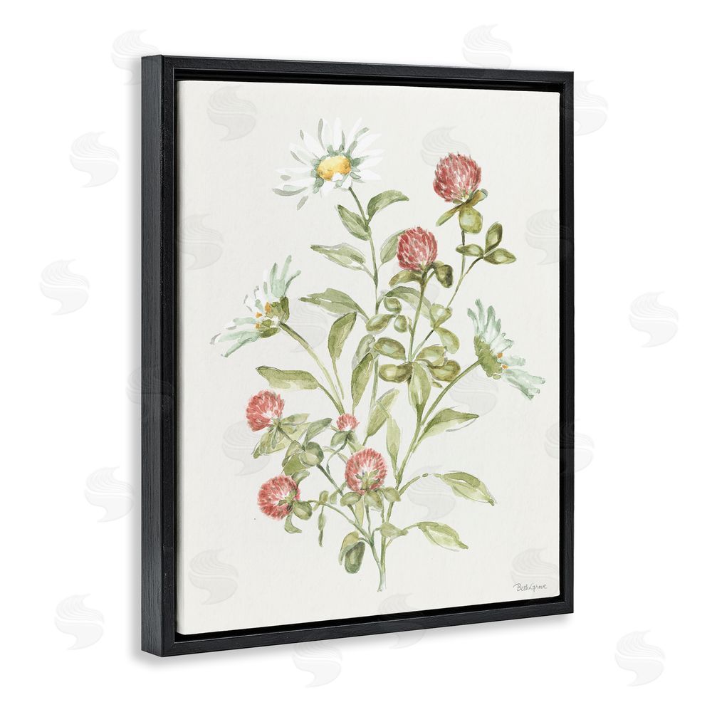Beth Grove Blooming Leafy Florals Black Floating Frame Canvas Wall Art Print