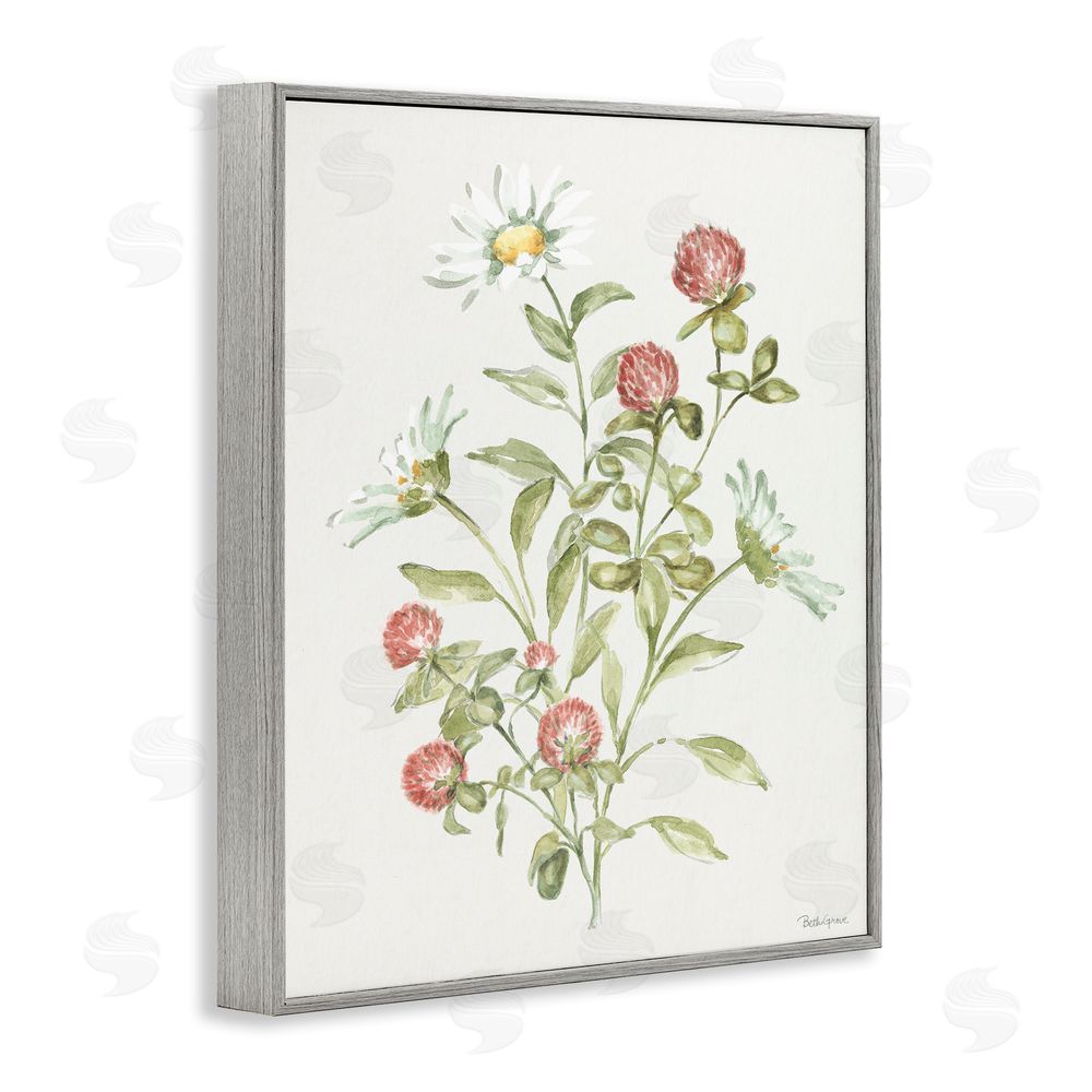 Beth Grove Blooming Leafy Florals Gray Framed Giclee Wall Art Print
