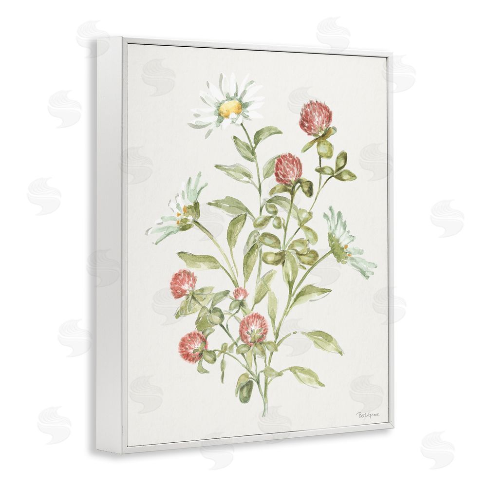 Beth Grove Blooming Leafy Florals White Framed Giclee Wall Art Print