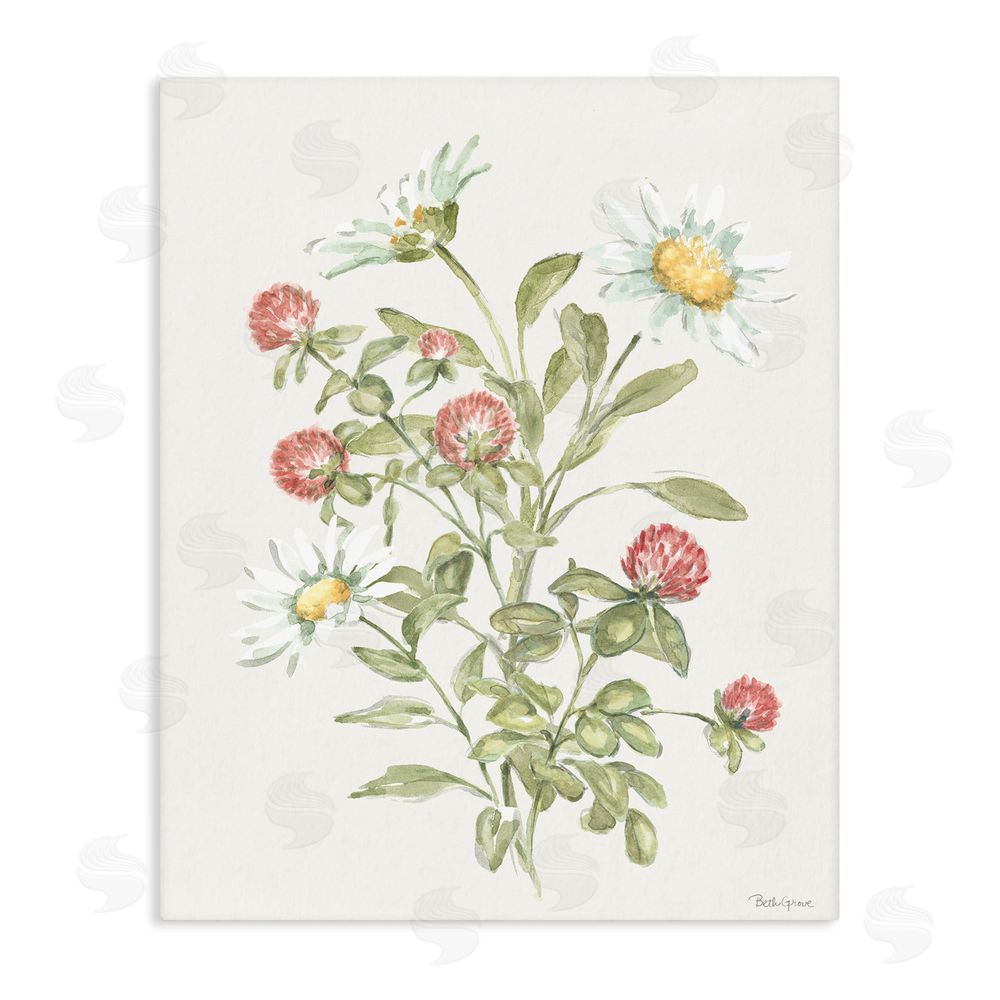 Beth Grove Blooming Pinks & Daisies Stretched Canvas Wall Art Print