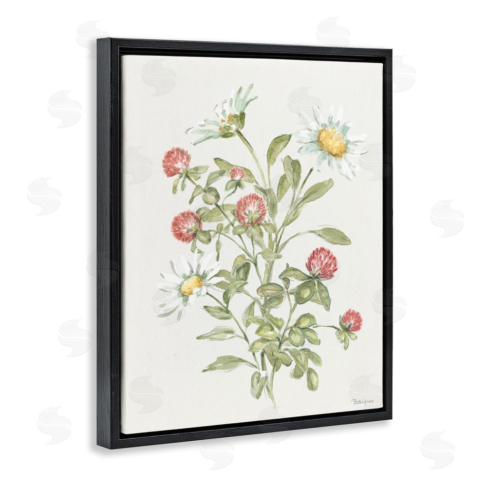 Beth Grove Blooming Pinks & Daisies Black Floating Frame Canvas Wall Art Print