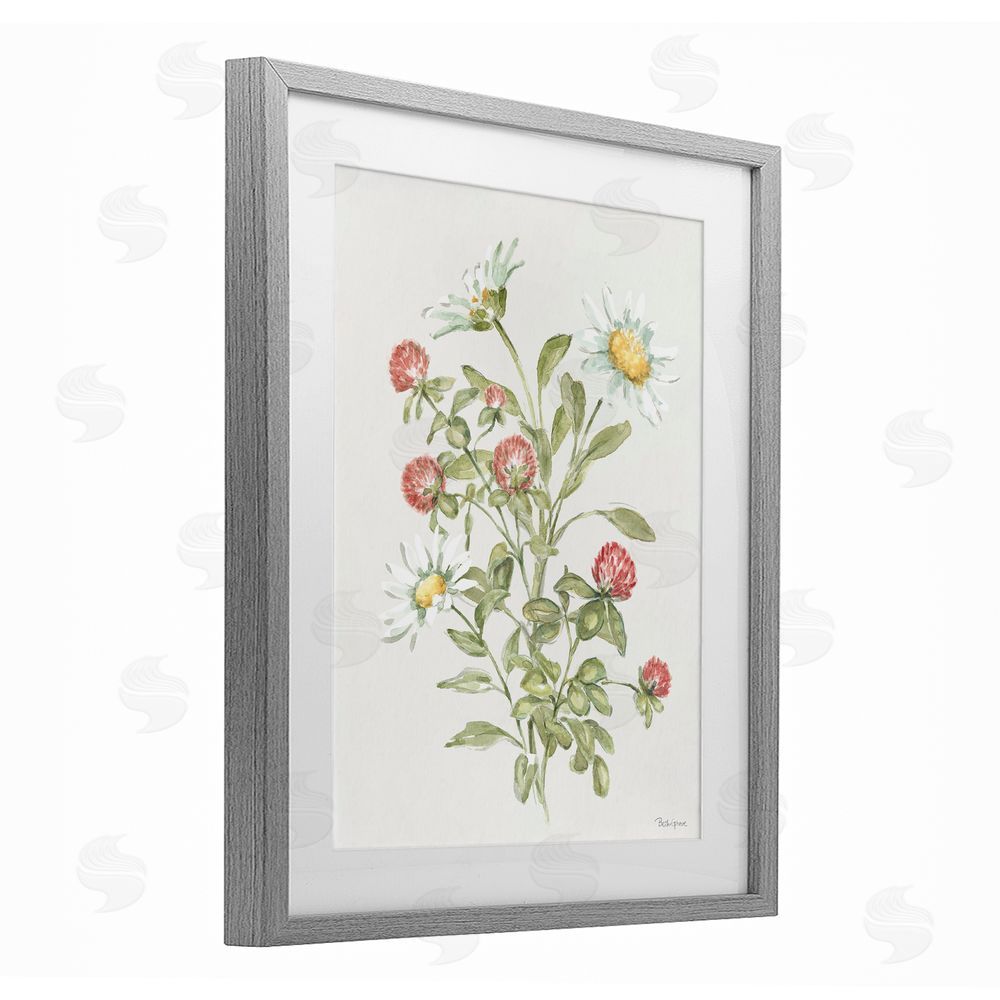 Beth Grove Blooming Pinks & Daisies Gray Framed Print Under Glass Wall Art
