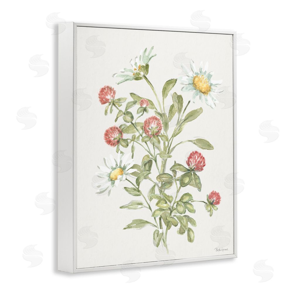 Beth Grove Blooming Pinks & Daisies White Framed Giclee Wall Art Print