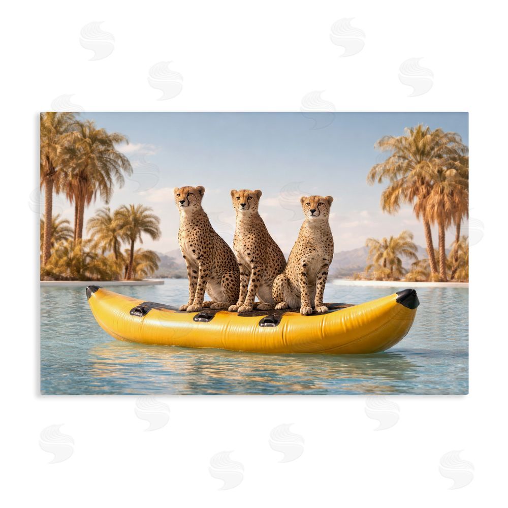 Ziwei Li Cheetah Trio on Float Stretched Canvas Wall Art Print
