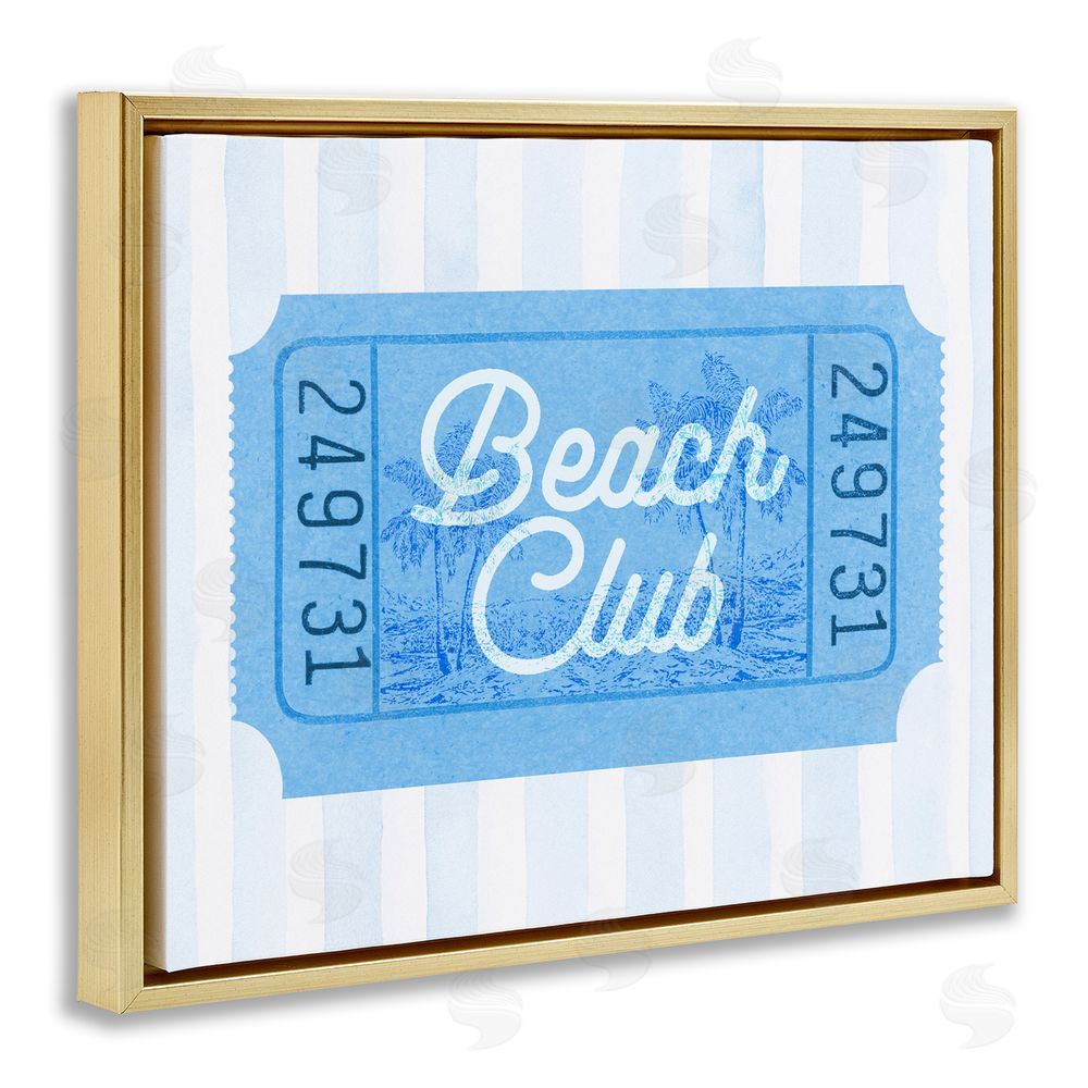 Lil' Rue Beach Club Ticket Gold Floating Frame Canvas Wall Art Print