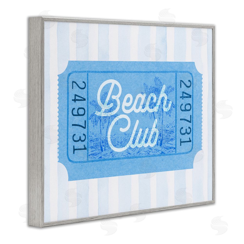 Lil' Rue Beach Club Ticket Gray Framed Giclee Wall Art Print