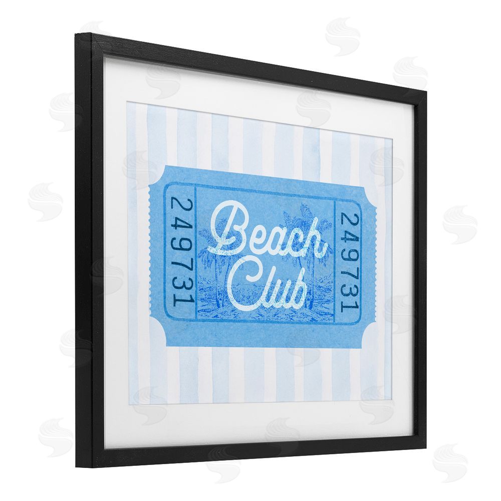 Lil' Rue Beach Club Ticket Black Framed Print Under Glass Wall Art