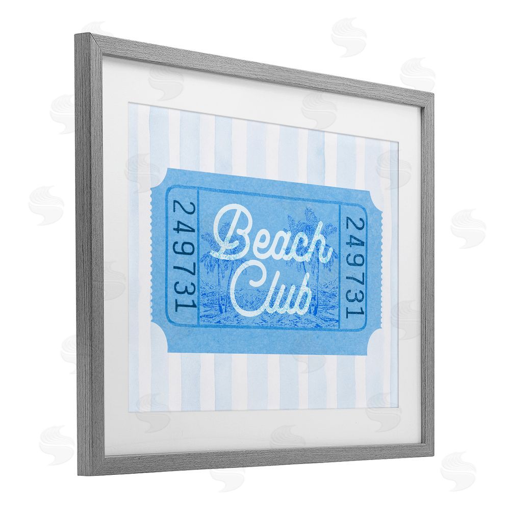 Lil' Rue Beach Club Ticket Gray Framed Print Under Glass Wall Art