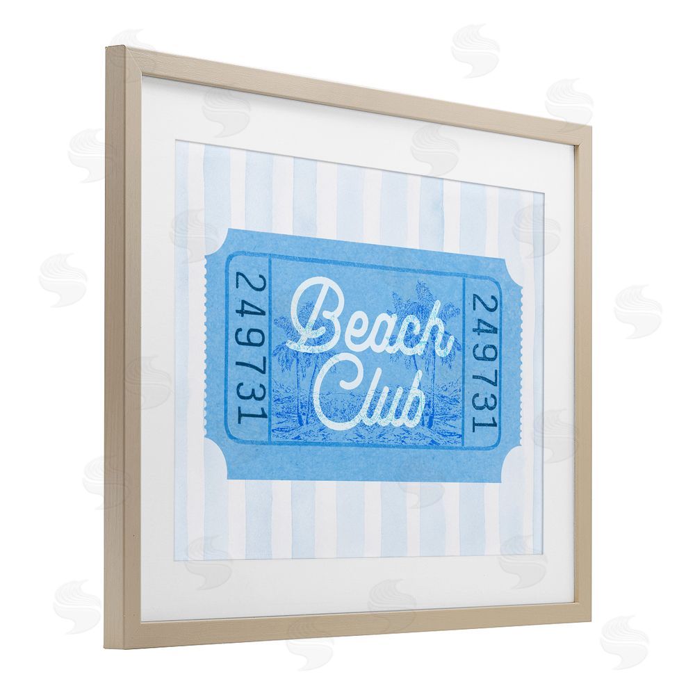 Lil' Rue Beach Club Ticket Brown Framed Print Under Glass Wall Art
