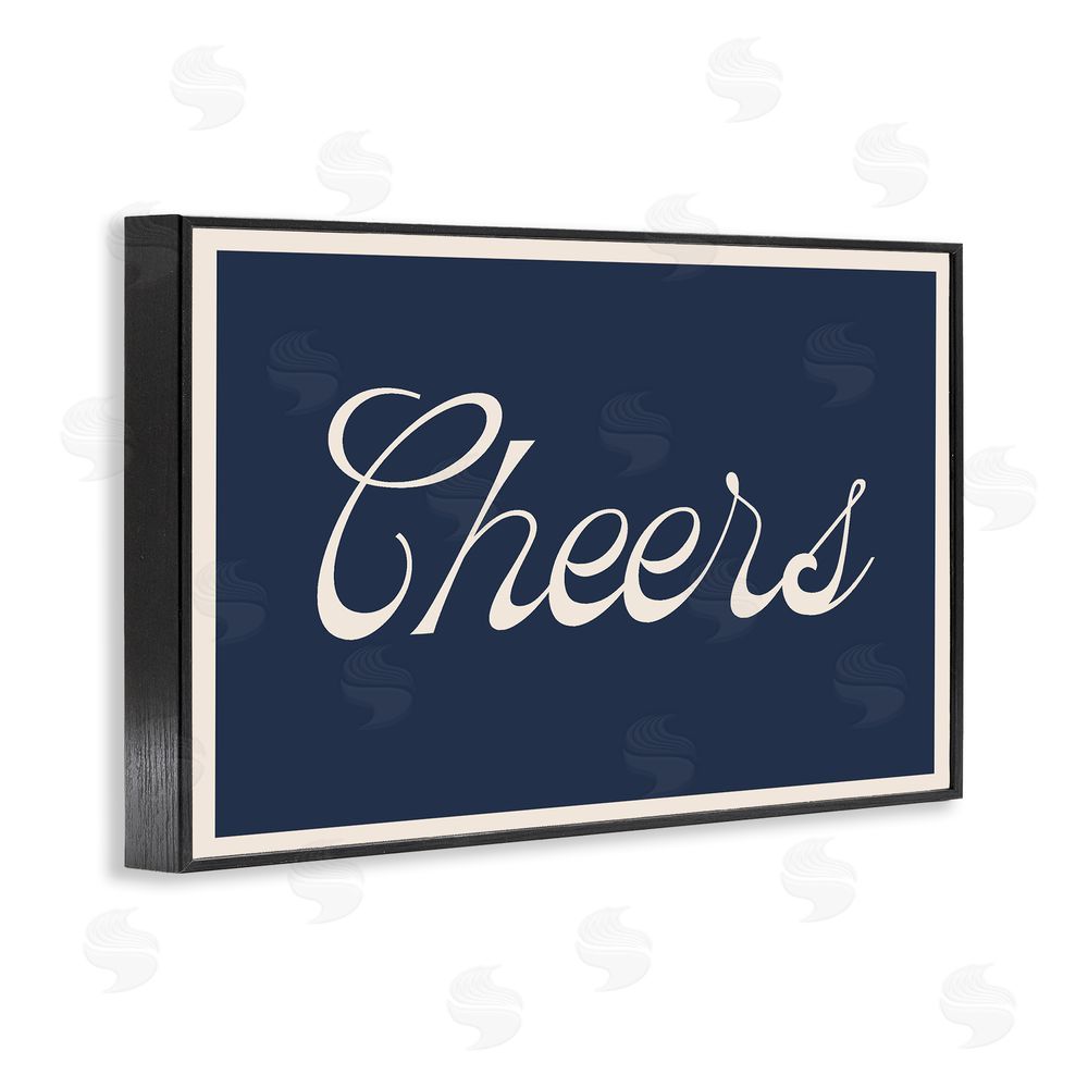 Lil' Rue Cheers Vintage Script Black Framed Giclee Wall Art Print