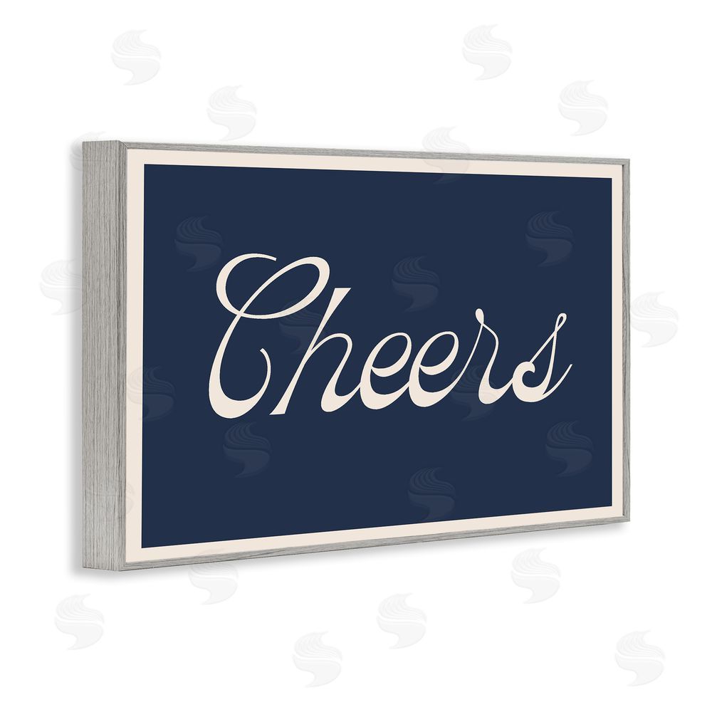 Lil' Rue Cheers Vintage Script Gray Framed Giclee Wall Art Print