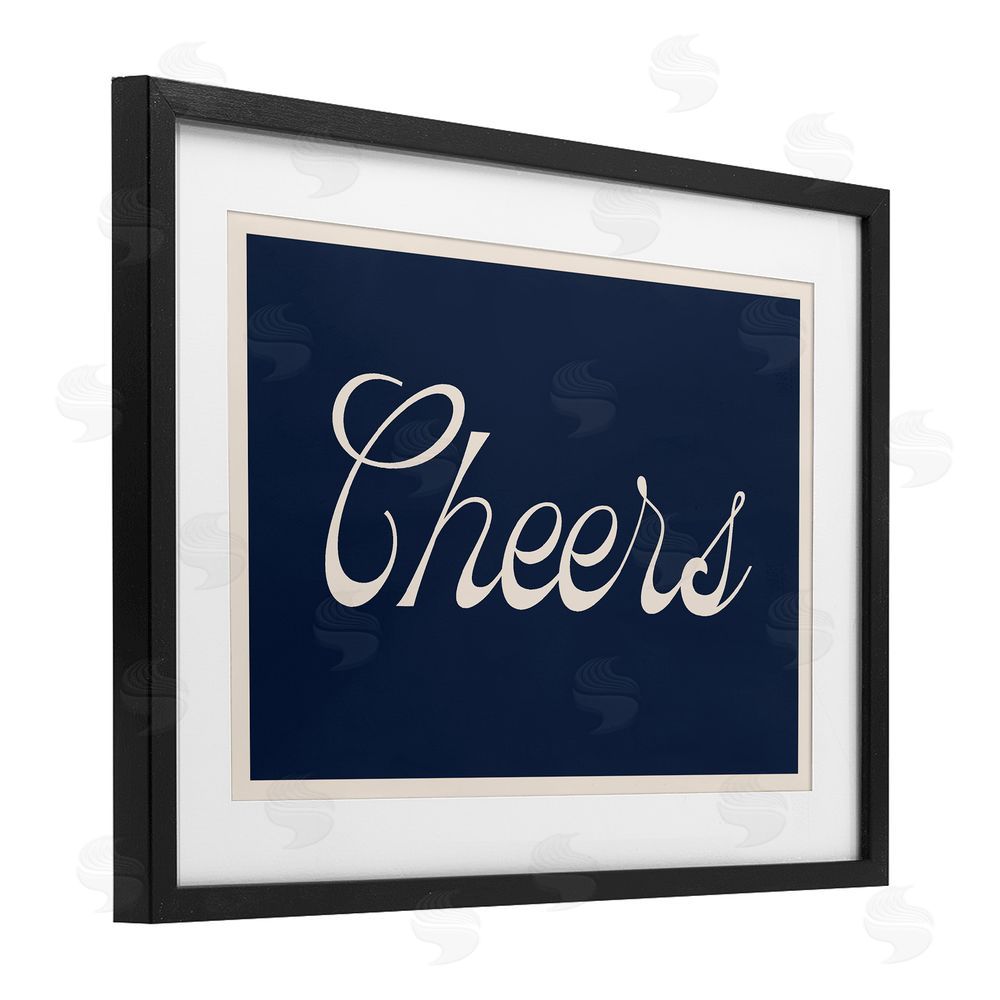 Lil' Rue Cheers Vintage Script Black Framed Print Under Glass Wall Art