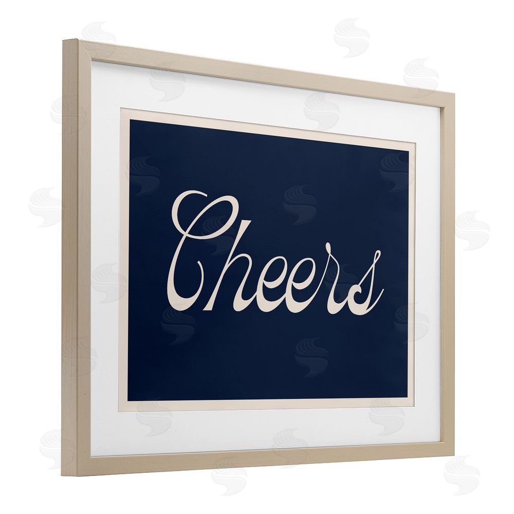 Lil' Rue Cheers Vintage Script Brown Framed Print Under Glass Wall Art