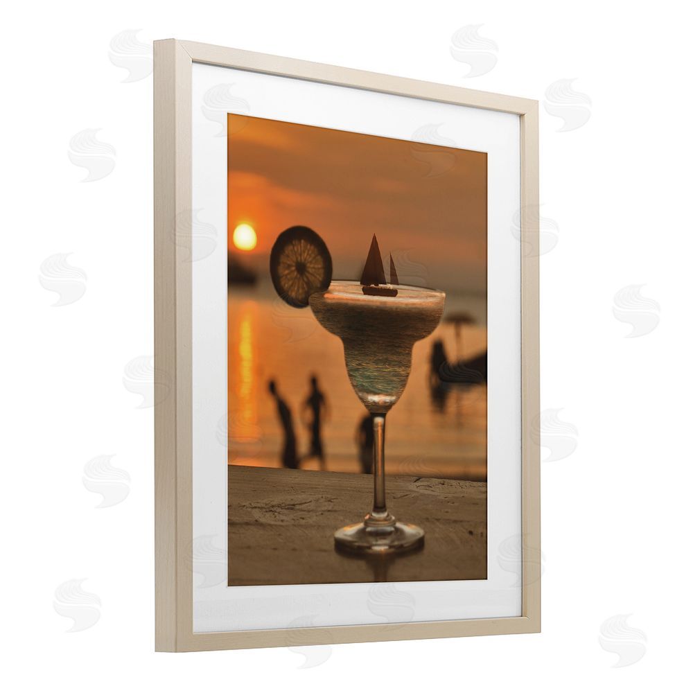 Lil' Rue Coastal Margarita Silhouette Brown Framed Print Under Glass Wall Art
