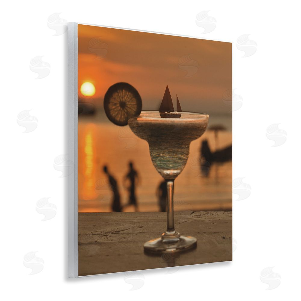 Lil' Rue Coastal Margarita Silhouette Wooden Wall Plaque Art Print