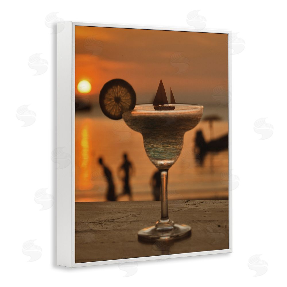 Lil' Rue Coastal Margarita Silhouette White Framed Giclee Wall Art Print