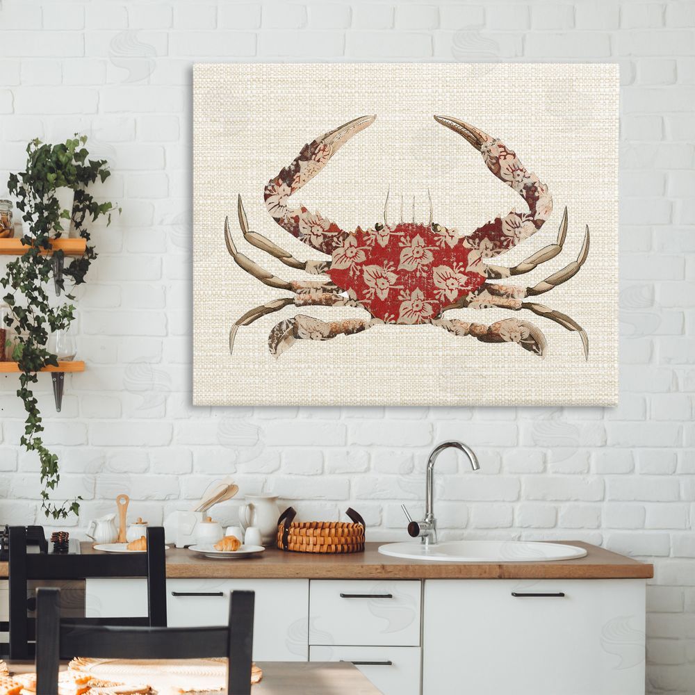 Lil' Rue Boho Patterned Crab Stretched Canvas Wall Art in Room